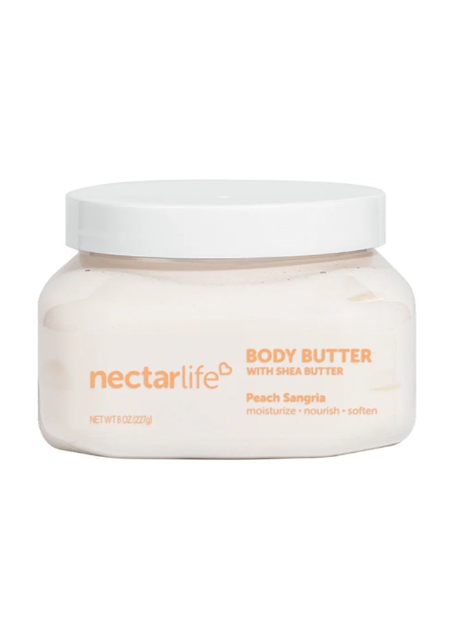 Nectar Life Shea Body Butter, Body Cream, Hydrating Moisturizer with Pure Shea Butter, Provides Ultimate Nourishment & Hydration, Avocado and Apricot Kernel Oil, 8oz (Peach Sangria) - Image 1
