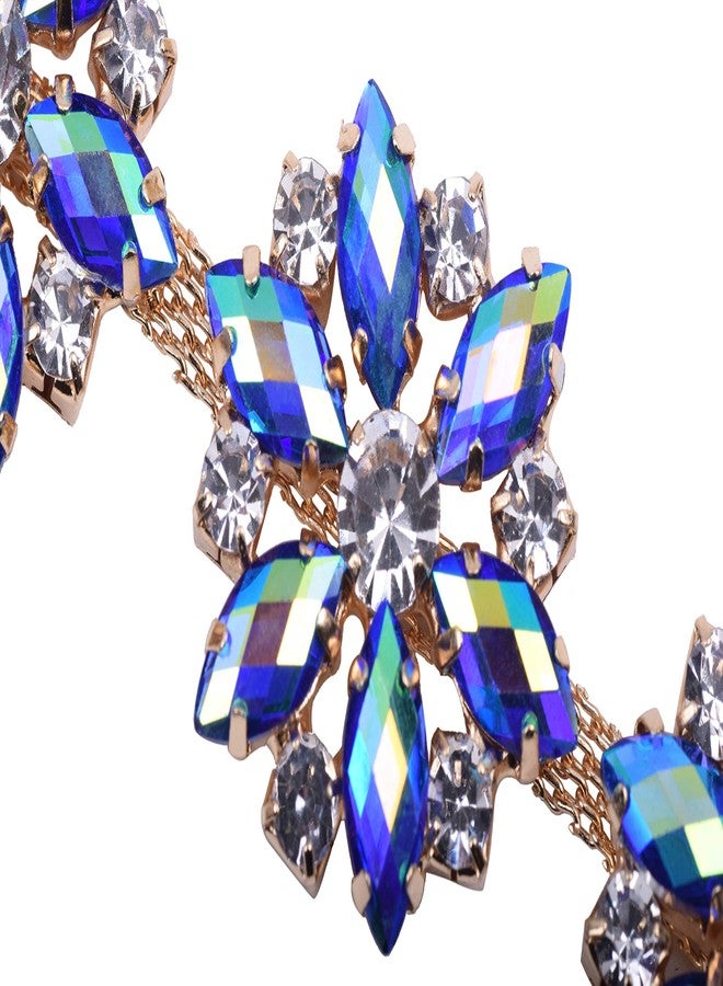 KAOYOO Flower Pattern Rhinestone Chain Trim, Inlaid with Rainbow Rhinestone KYNK004GDBUAB - Image 2