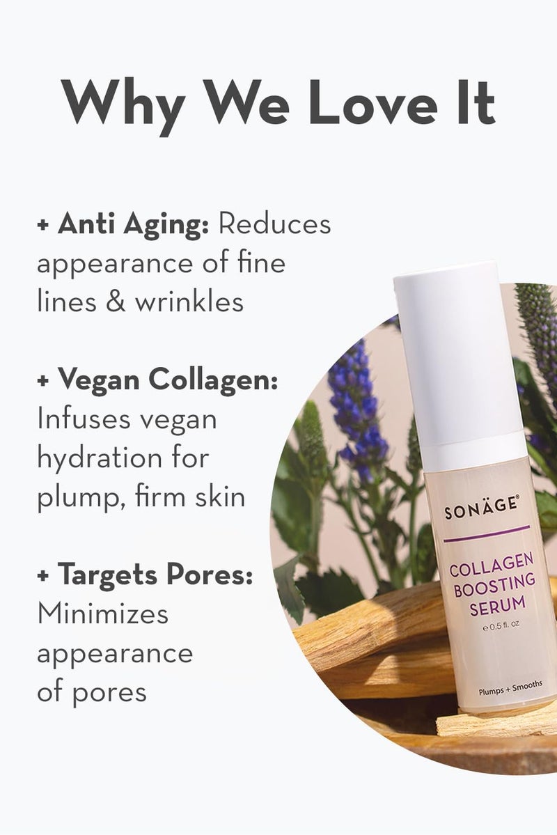 Sonage Collagen Boosting Serum: Vegan Anti-Aging Face Serum | Plumps, Smooths, Minimizes Pores, Wrinkles (15 ml) - Image 4