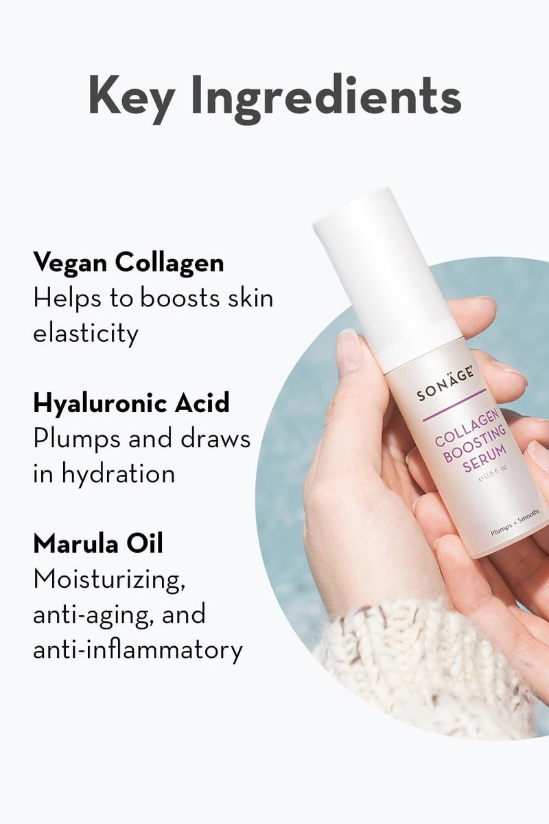 Sonage Collagen Boosting Serum: Vegan Anti-Aging Face Serum | Plumps, Smooths, Minimizes Pores, Wrinkles (15 ml) - Image 3