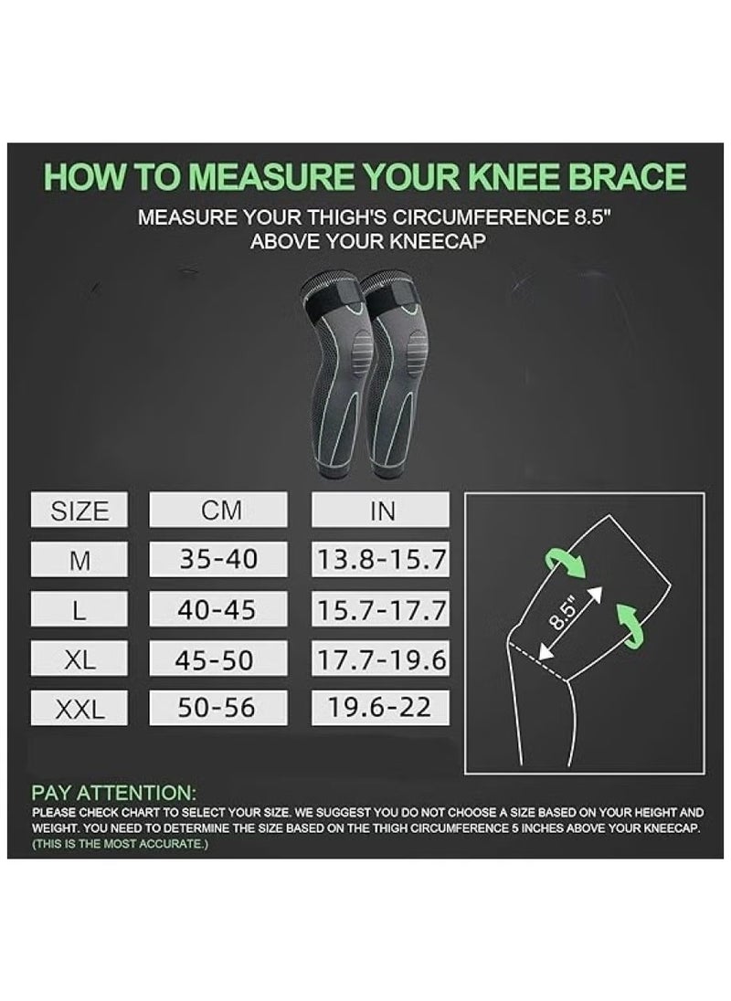 OMEVE - Leg Compression Sleeve Full Leg 2 Pack Long Self-Heating Knee Brace for Men Women Knee Support Protector for Running Weightlifting Workout and other Sport - Image 1