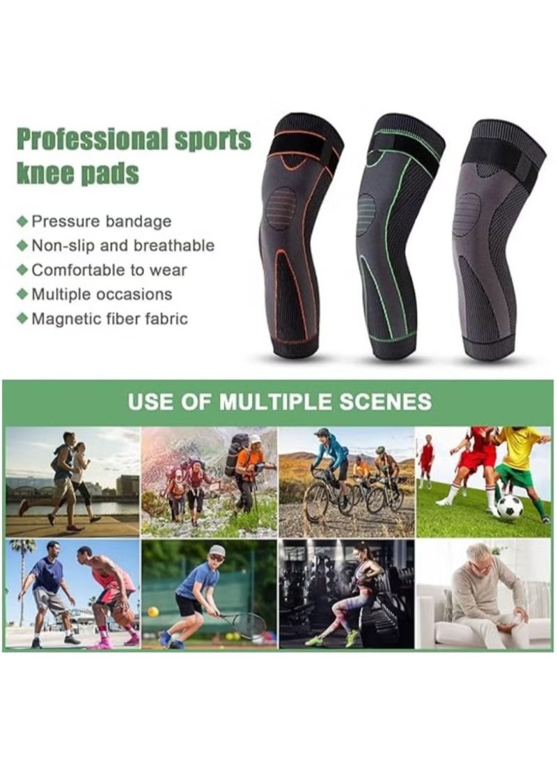 OMEVE - Leg Compression Sleeve Full Leg 2 Pack Long Self-Heating Knee Brace for Men Women Knee Support Protector for Running Weightlifting Workout and other Sport - Image 1