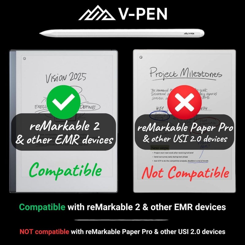 جروب فيرتيكال قلم V-Pen EMR Stylus البديل لقلم Remarkable 2 مع ممحاة رقمية + 5 رؤوس | حساسية 4096 مستوى ضغط ورفض راحة اليد | قلم رقمي ماركر بلس متوافق مع Kindle Scribe وقلم الأجهزة اللوحية | أبيض - Image 2