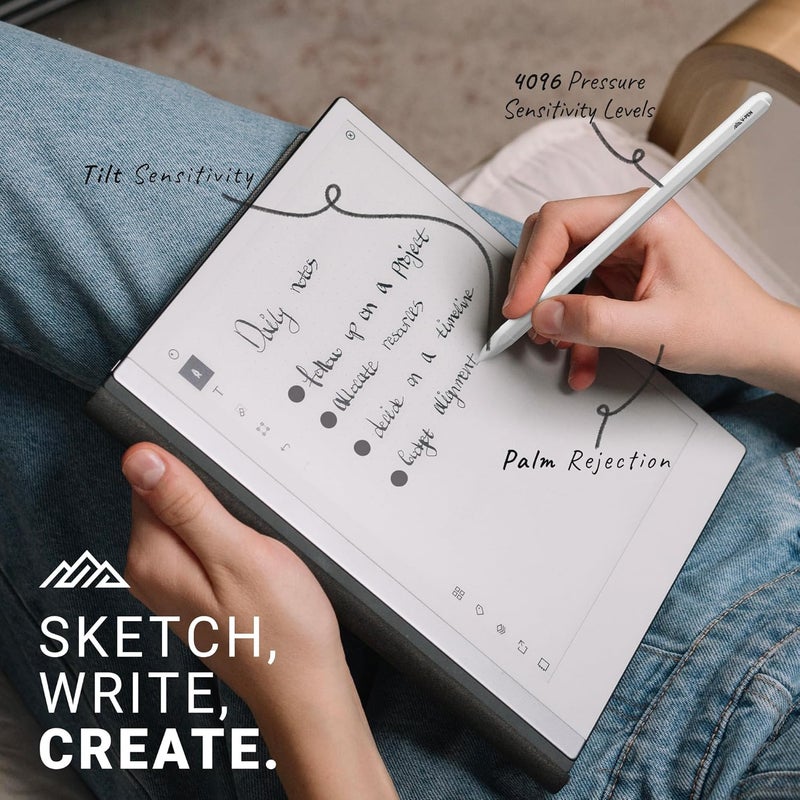 جروب فيرتيكال قلم V-Pen EMR Stylus البديل لقلم Remarkable 2 مع ممحاة رقمية + 5 رؤوس | حساسية 4096 مستوى ضغط ورفض راحة اليد | قلم رقمي ماركر بلس متوافق مع Kindle Scribe وقلم الأجهزة اللوحية | أبيض - Image 3