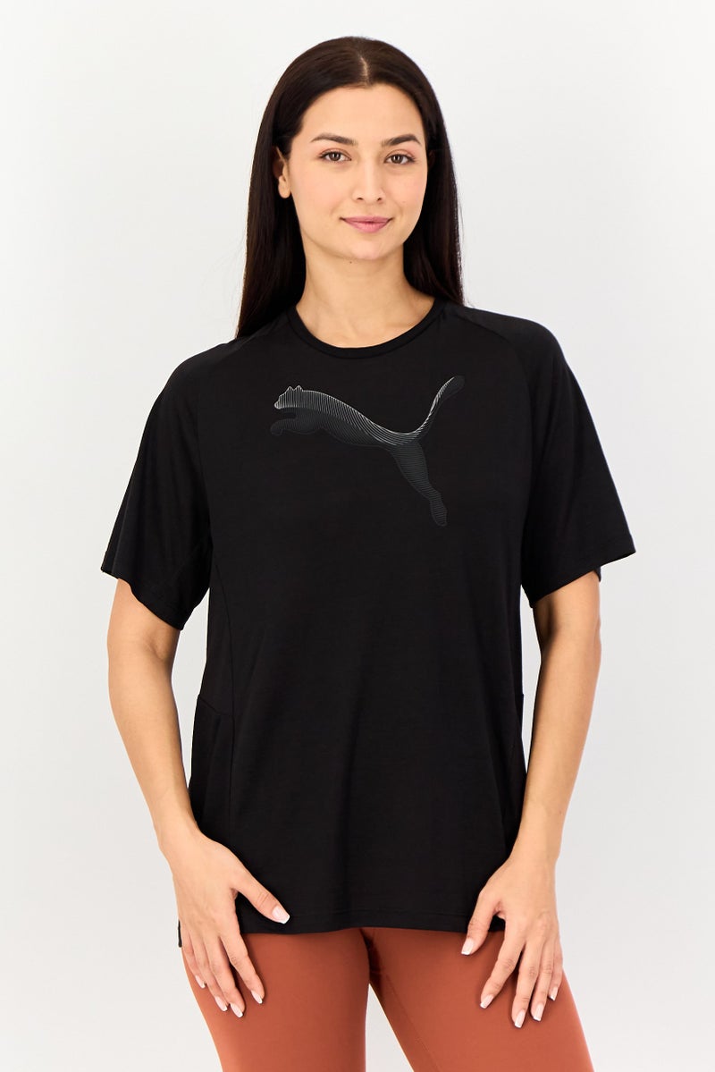 PUMA Women Relaxed Fit Short Sleeve Training Top, Black - Image 1