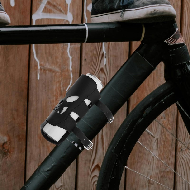 Pu Leather Skull Design Bicycle Water Bottle Cage Holder For Motorcycle And Bike - Image 4