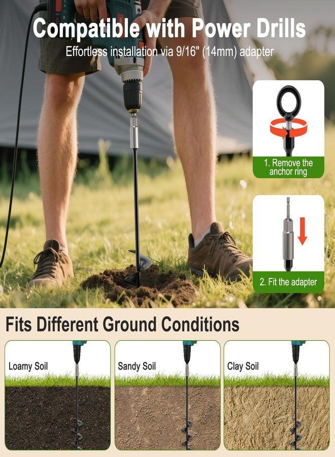 Housolution 18" Trampoline Stakes, 4 Pack Heavy Duty Ground Anchors with Safety Belts, Trampoline Accessories Resist High Wind, Ground Stakes for Camping Tents, Trampolines, Canopies, Swing Set, Shed - Image 4