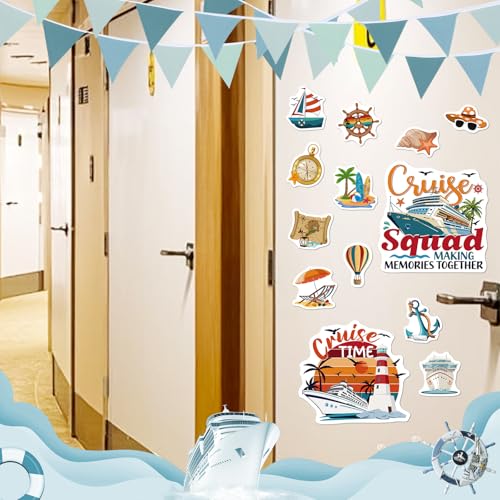 Dazoratix Cruise Door Decorations Magnetic - 17 Pcs Retro Large Ship Cabin Door Magnets Anchor Refrigerator Decals Navigation Tropical Fridge Stateroom Garage Stickers for Carnival Party Summer Decor - Image 3