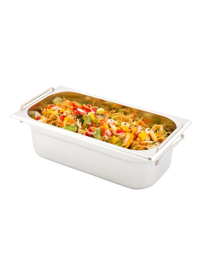 Restaurantware Met Lux 12.8 Inch x 7 Inch x 4 Inch Steam Table Pan, 1 One Third Size Hotel Pan - Anti-Jam, Deep, Silver Stainless Steel Table Pan, With Collapsible Handles, For Parties Or Events - Image 2