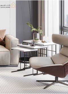 DANTA HOME 3 Tier Side Service Coffee Tables Suitable For Placement Next To A Sofa, Wood Top And Metal Legs - White/Black  - Image 4