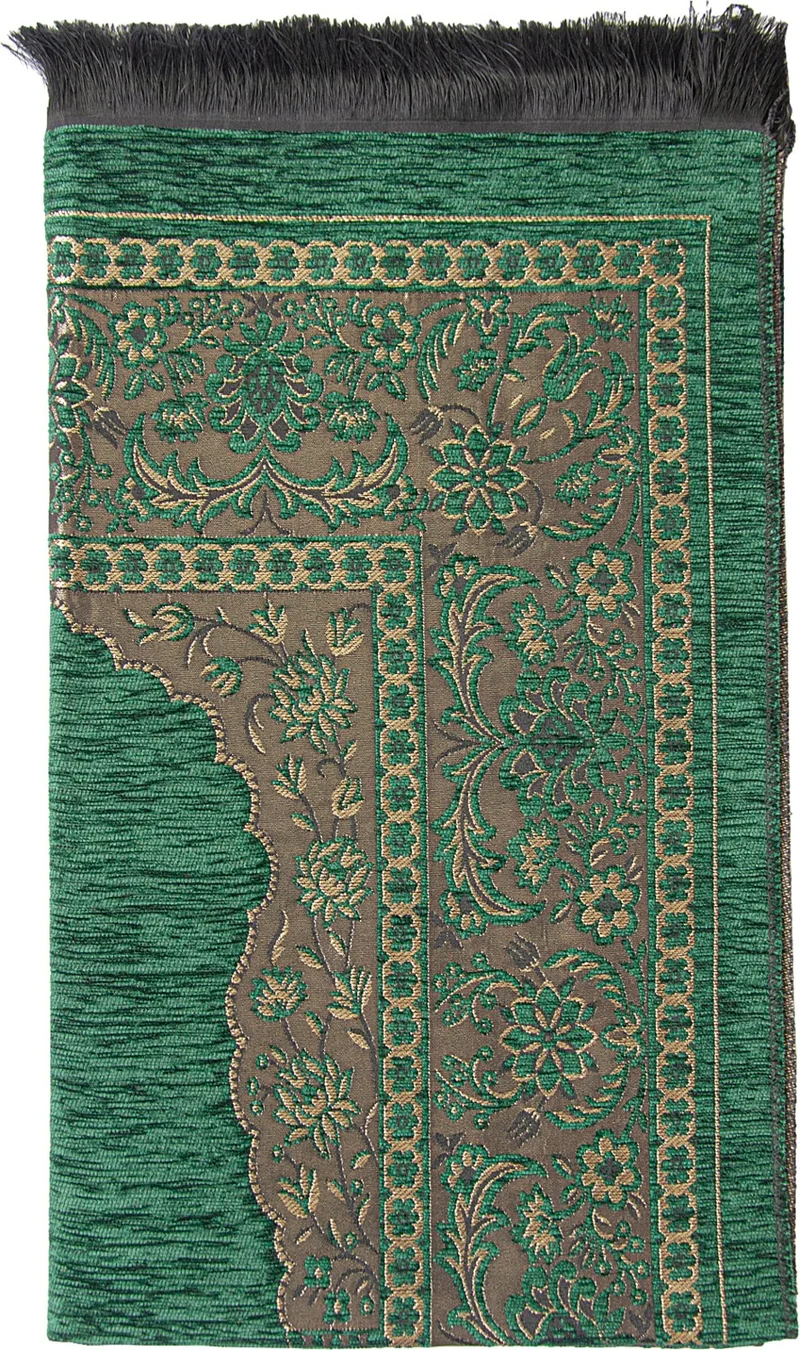 ايهفان اونلاين Luxury Thick Chenille Prayer Rug with Mihrab Dark Green