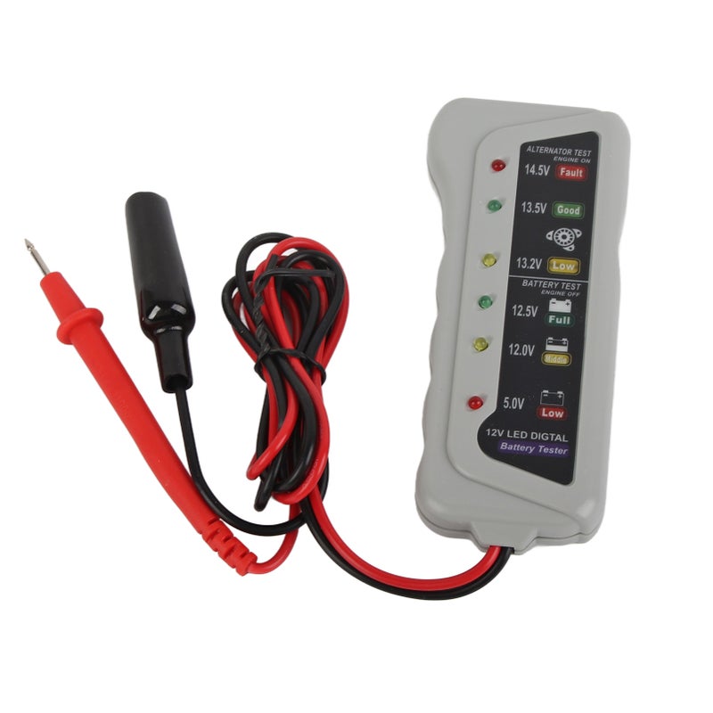 Car Battery Tester 12V-14.8V: Quick LED-guided Detection - Polarity Reverse Protection Battery Analyzer for Automotive, Motorcycle, Camper Use - Image 1