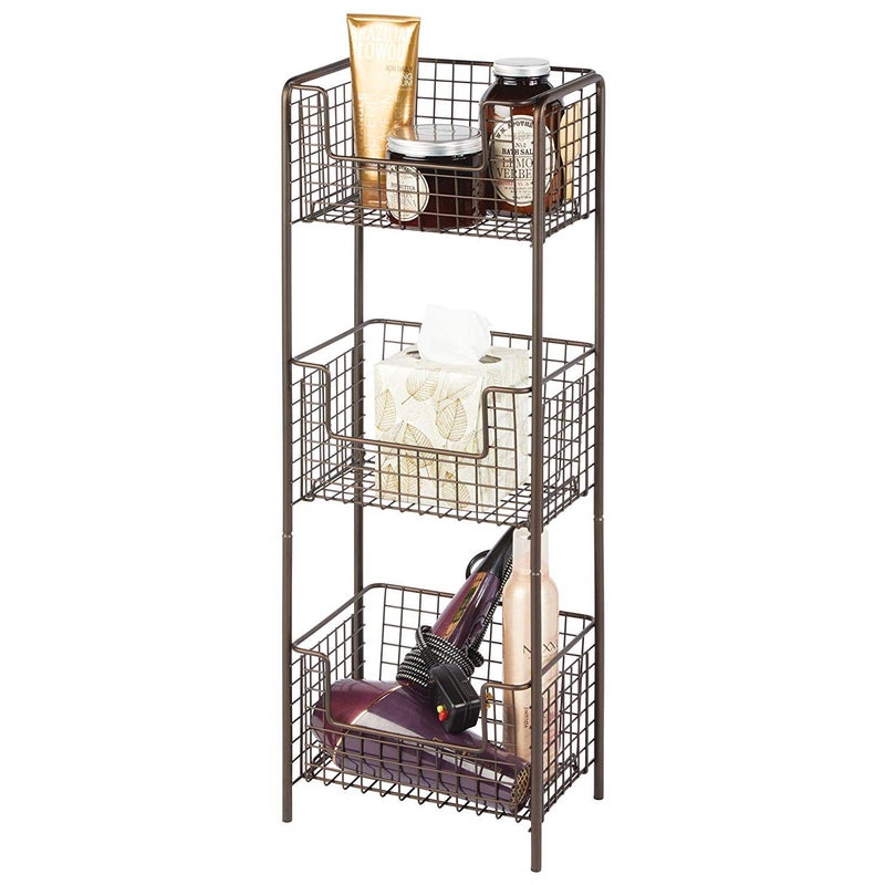 INDIAN DECOR INDIAN DECOR 45393 Metal Matte Three Tier Vertical Standing Bathroom Shelving Decorative Storage Organizer Tower Rack 105 x 75 x 2875 Black  - Image 3