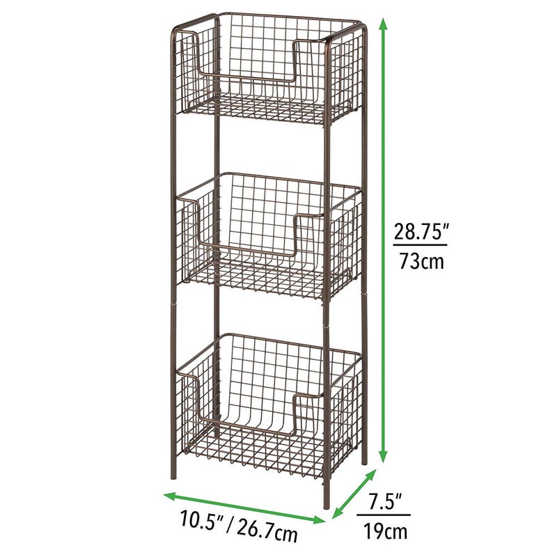 INDIAN DECOR INDIAN DECOR 45393 Metal Matte Three Tier Vertical Standing Bathroom Shelving Decorative Storage Organizer Tower Rack 105 x 75 x 2875 Black  - Image 2