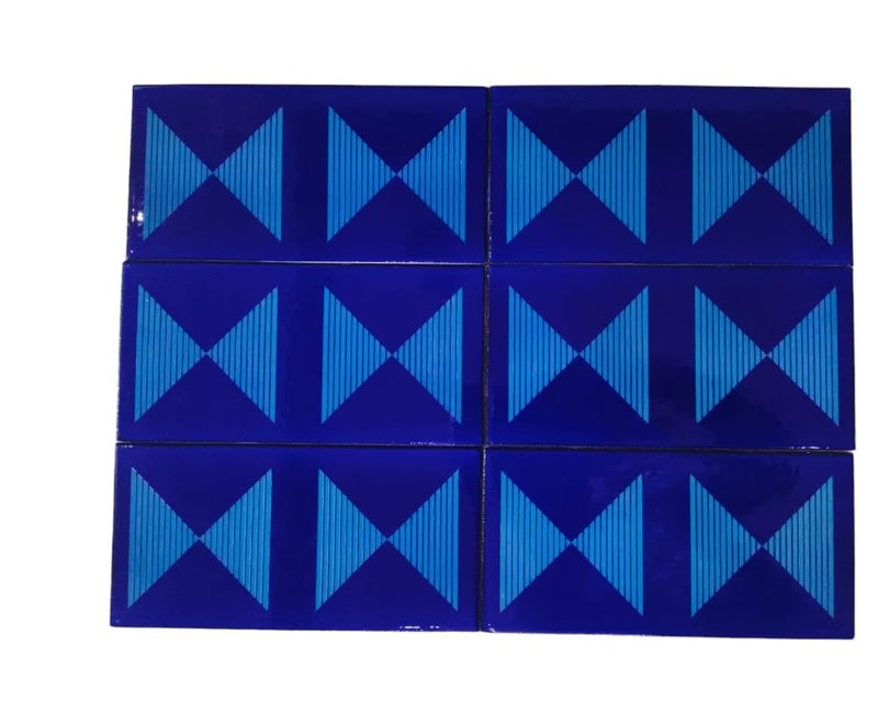 Shiv Kripa Blue Pottery Ceramic Handmade Tiles 4 X 8inch Multicolour Pack of 6