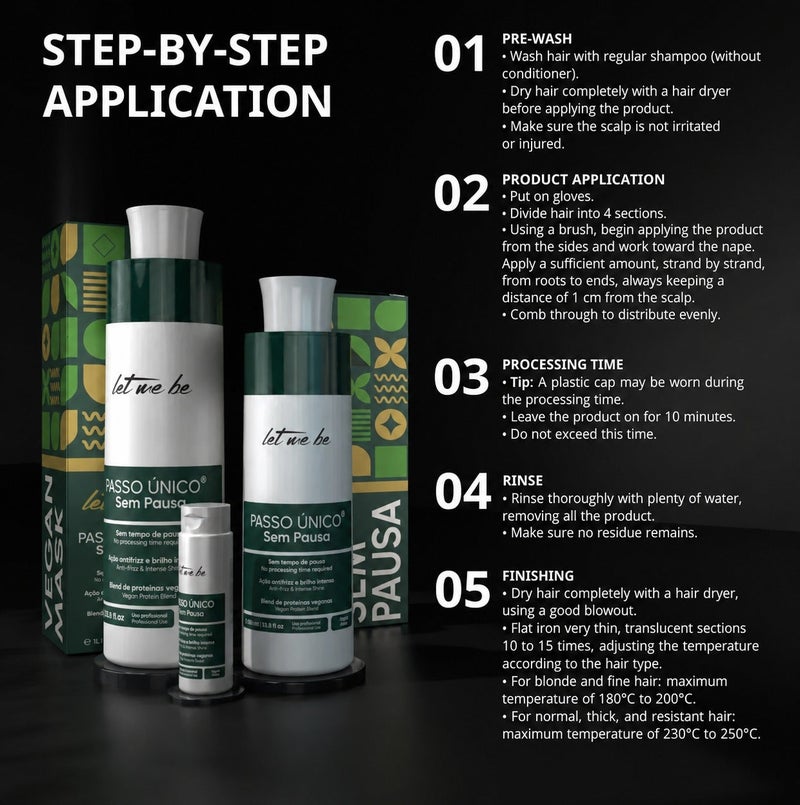 Let Me Be Brazilian Protein Hair Straightening Without Exposure Time, Formaldehyde-Free | Vegan instant keratin treatment (20 minutes) | anti-frizz, smooth, shiny result up to 6 months - 500 ml - Image 5