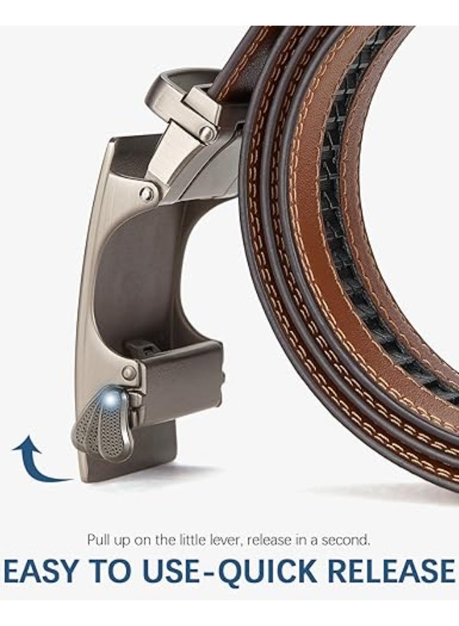 BOSTANTEN Mens Belt Leather Ratchet Belt For Men Dress and Casual with Adjustable Buckle, Trim to Fit - Image 4