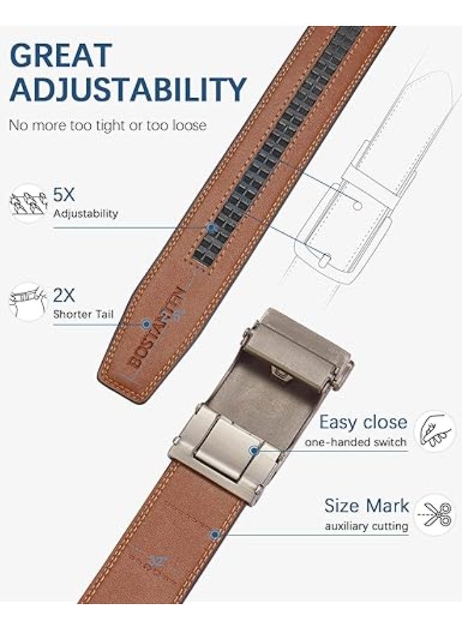 BOSTANTEN Mens Belt Leather Ratchet Belt For Men Dress and Casual with Adjustable Buckle, Trim to Fit - Image 2