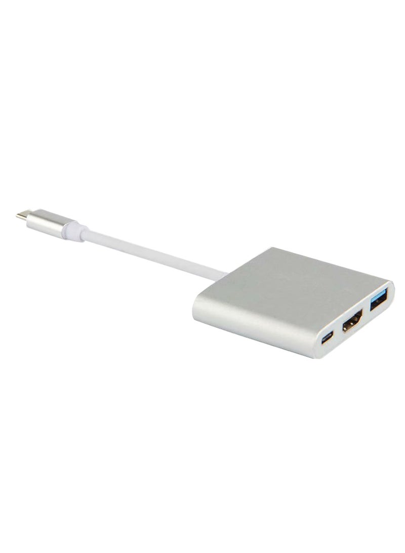 DUSALA 3-In-1 HDMI Video Converter USB Hub Silver
