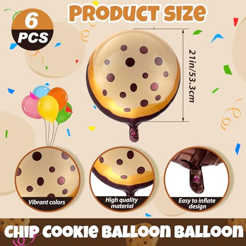 RoundFunny 12 Pcs 21 Inch Christmas Chocolate Chip Cookie Balloons Foil Party Balloons Bulk Balloons Decor for Birthday Party Baby Shower Theme Decorations Supplies - Image 5