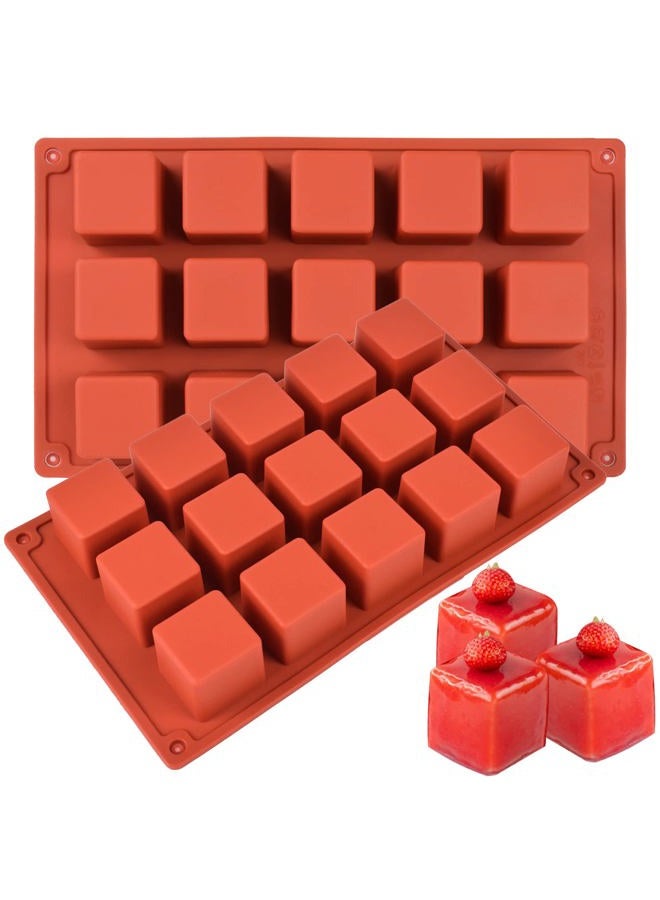 Goensjt 2 Pack Square Silicone Mold, Candy Chocolate Mousse Cake Baking Mold Dessert Molds for Soap,Ice cream,Truffle,Brownie - Image 1