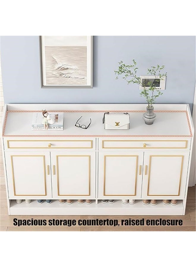 Shoe Cabinet, Wooden Shoe Rack Organizer with Drawers and Doors, Large Capacity Shoe Storage Cabinet for Closet Entryway Hallwayf, Free Standing Shoes Shelves, 120*30*106cm (White) - Image 4