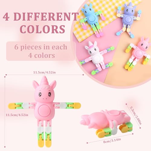 REHALY Robot Unicorn Fidget Spinners Toys Transformable Fingertip Gyro Chain Toy Deformable DIY Stress Relief Fidget Toy for Adults Kids Goodie Bag Birthday School Prizes Gift Unicorn - Image 5