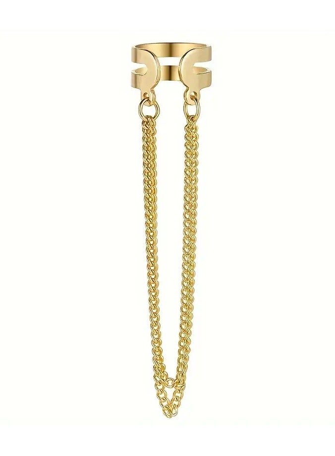 Home Clearance Sale Chic Boho-Inspired Double Layer Tassel Chain Clip-On Earrings for Women - No Piercing Required, Iron Crafted, Long, Fashion - Image 4