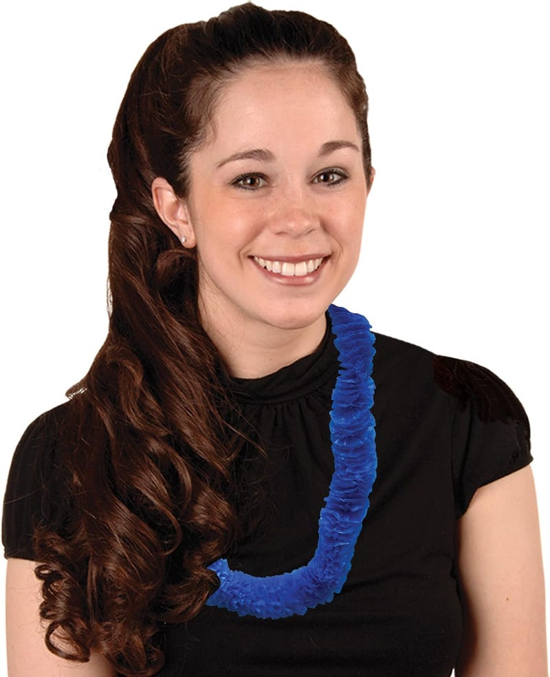 Beistle Blue SoftTwist Poly Leis with Labeled Carton - Image 2