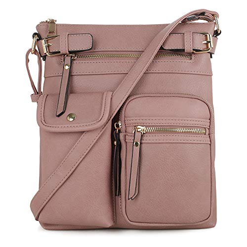 SG SUGU Katie Lightweight Medium Crossbody Bag Shoulder Bag with Multi Pocket for Women | MAUVE - Image 4