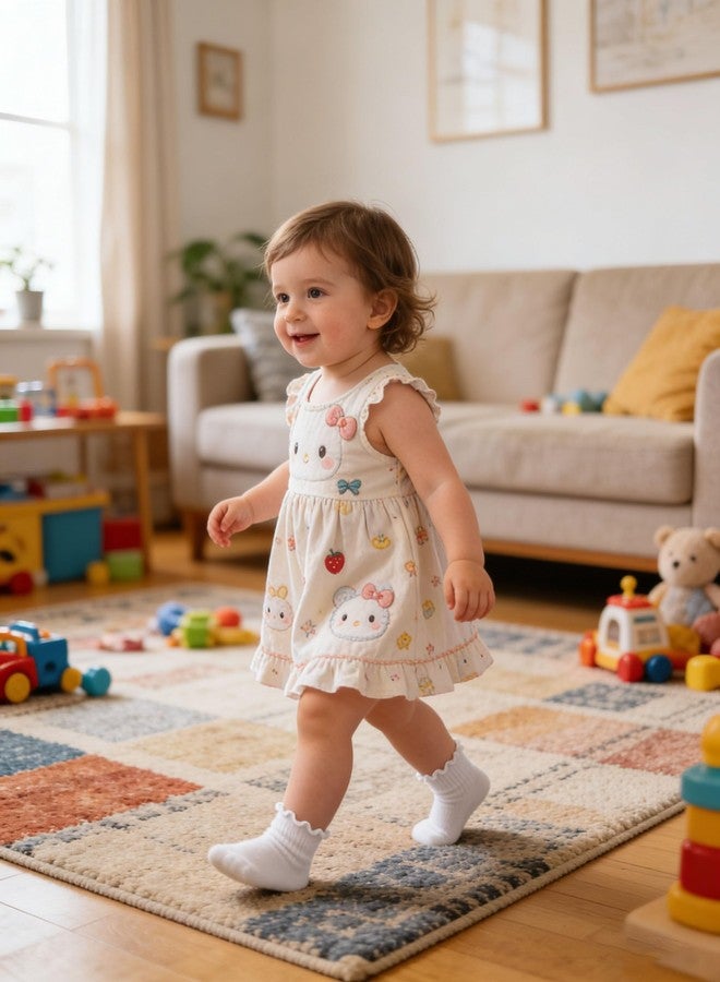 Wojgzon Toddler Ruffle Socks Baby Girls Age 1-3, Kids White Cotton Frilly Dress Crew Ankle Socks 2 Pairs - Image 3