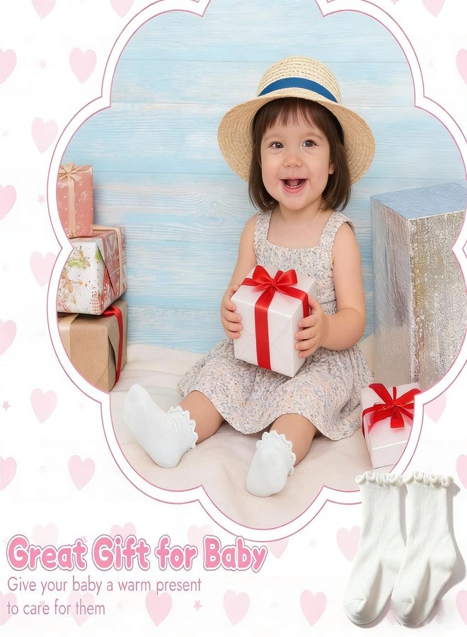 Wojgzon Toddler Ruffle Socks Baby Girls Age 1-3, Kids White Cotton Frilly Dress Crew Ankle Socks 2 Pairs - Image 4