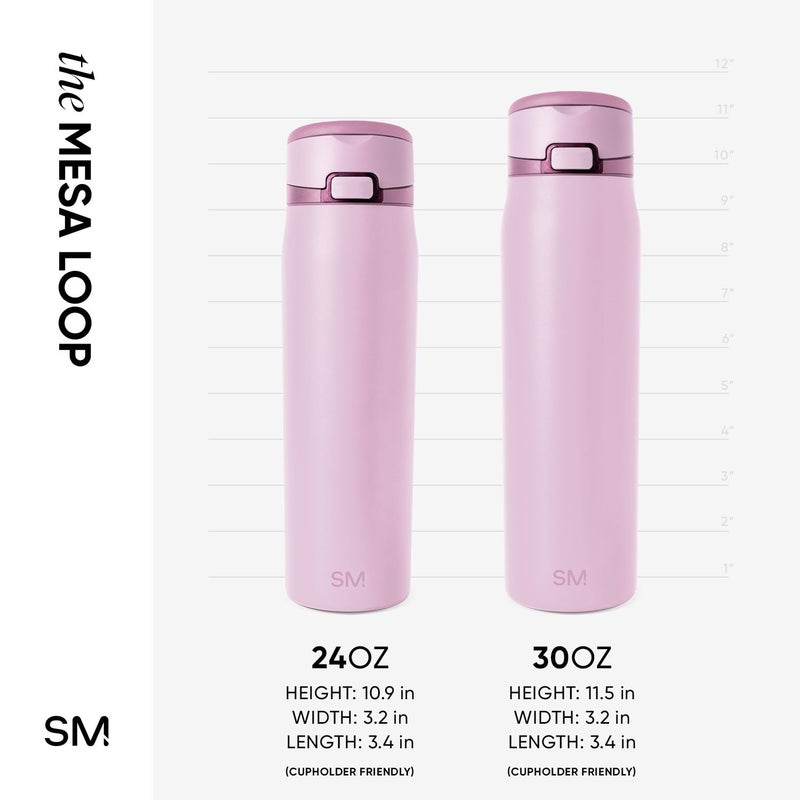 Simple Modern Mesa Loop Water Bottle with Straw | 24oz Cup Holder Friendly Insulated Stainless Steel Bottles for Travel, Sports and School | Pink Champagne - Image 3