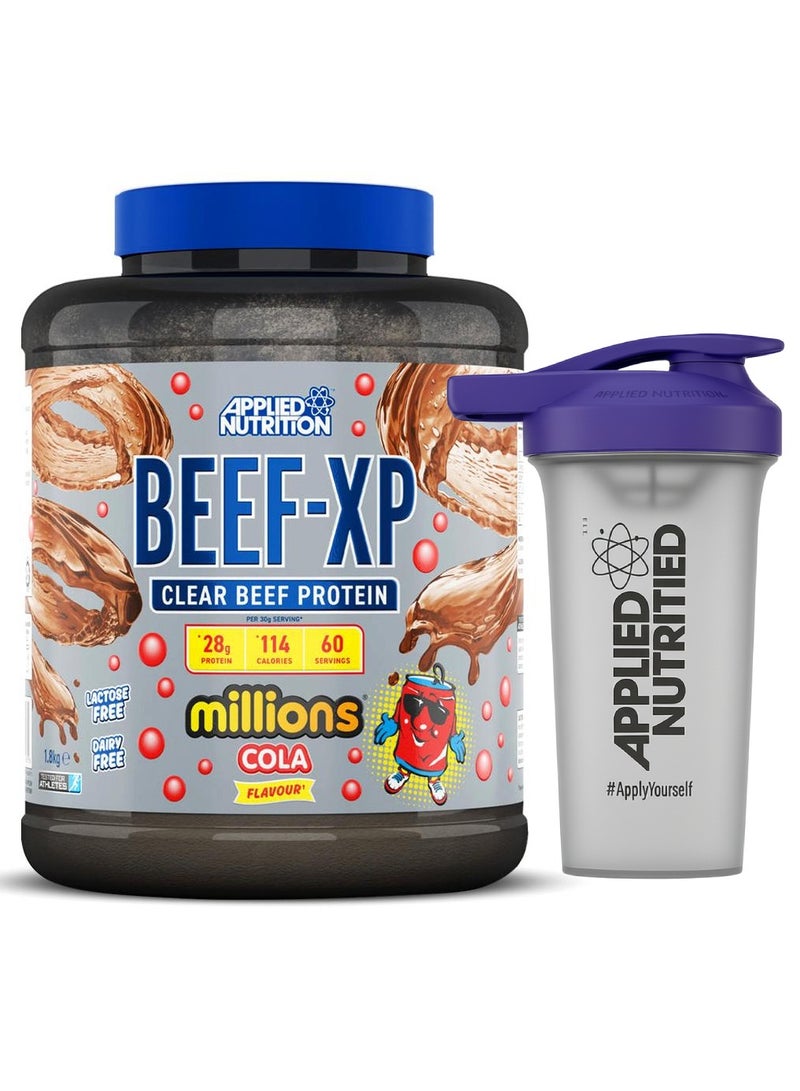 Applied Nutrition Beef Xp Clear protein isolate ( Millions Cola) 1.8 kg - 28g Protein, Lactose Free, Dairy free + Applied Nutrition Shaker - Image 1