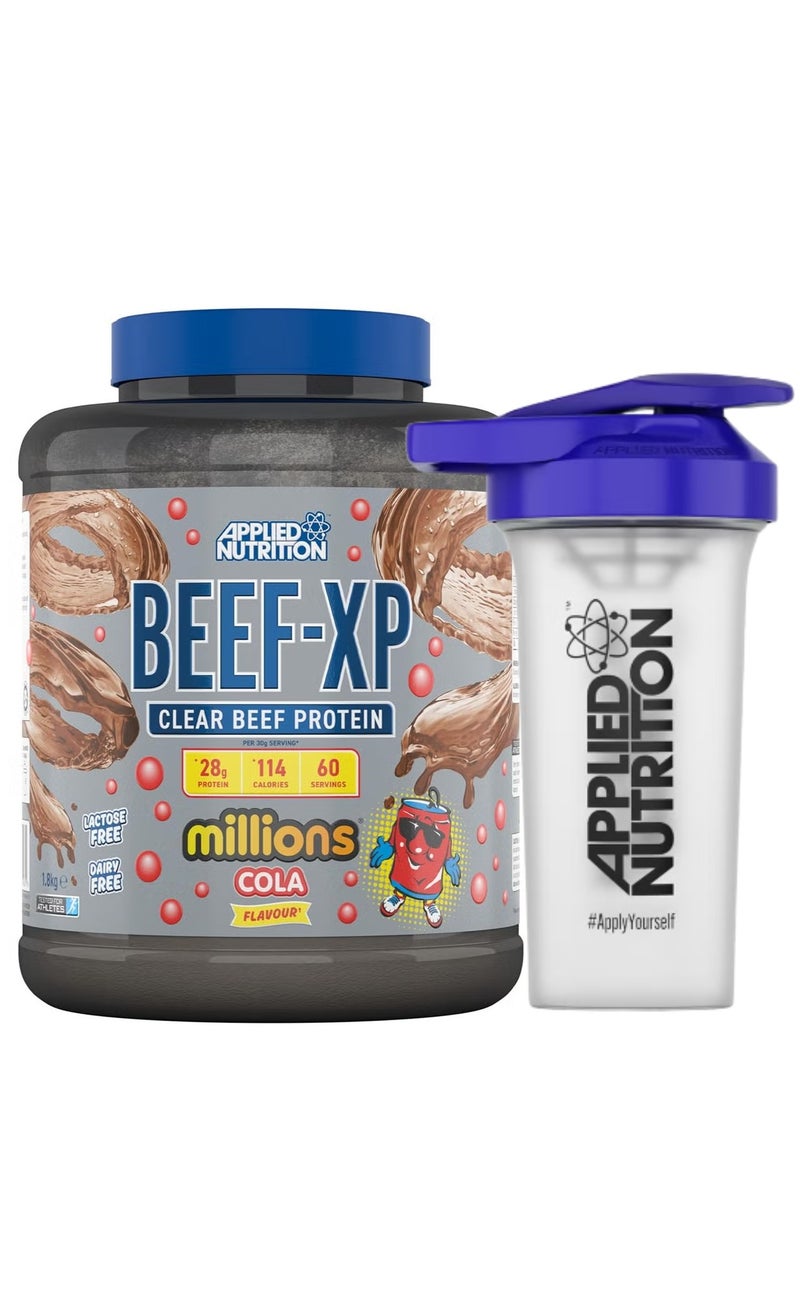 أبلايد نيوتريشن بروتين معزول شفاف من Beef Xp (ملايين كولا) 1.8 كجم - 28 جرام بروتين، خالي من اللاكتوز ومنتجات الألبان + رجّادة التغذية التطبيقية - Image 1