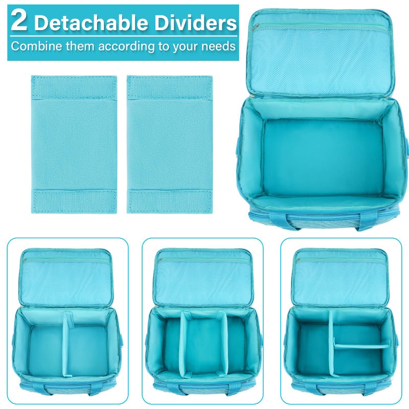 MRINCA Sewing Accessories Organizer Bag, Double Layer Sewing Storage Bag with Shoulder Strap, 2 Detachable Pouches, Large Portable Sewing Travel Case for Supplies, Thread, Scissors, Tools (Blue) - Image 4