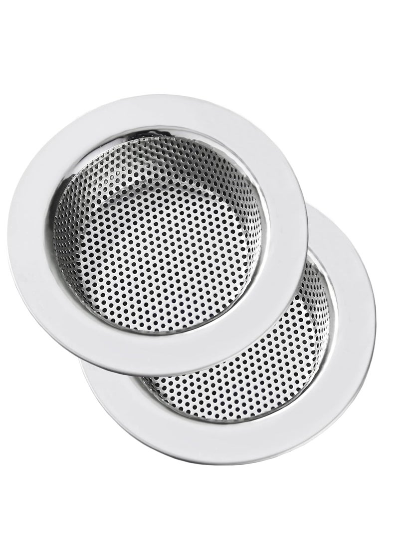 Premium Stainless Steel Kitchen Sink Strainer with Wide Rim 4.5" Diameter - Durable and practical design, comes in a pack of 2 to make it easy to strain foods and ingredients every time you cook - Image 1