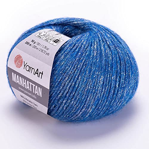 YARNART Manhattan Glittery Knitting Yarn Sparkle and Shiny Metallic Wool Acrylic Fantasy Yarn 176 Oz 21872 Yds 907