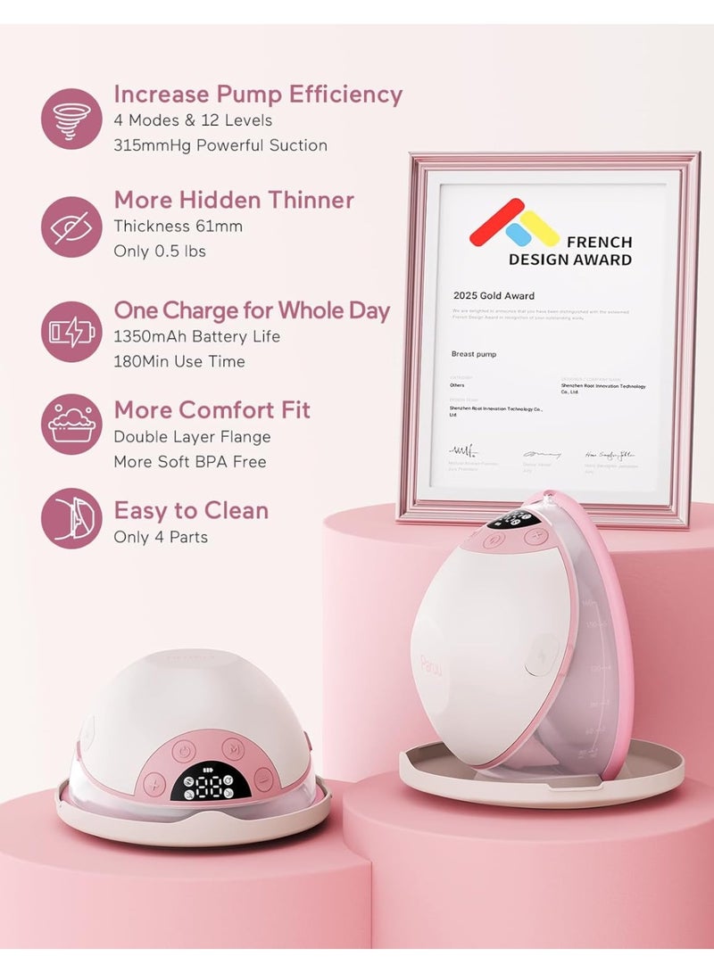 Paruu P20 Electric Hands Free Wearable Breast Pump With Strong Suction, Low Noise, 4 Modes And 12 Levels - Image 2