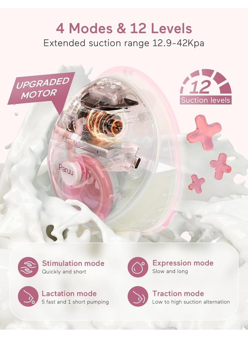 Paruu P20 Electric Hands Free Wearable Breast Pump With Strong Suction, Low Noise, 4 Modes And 12 Levels - Image 3