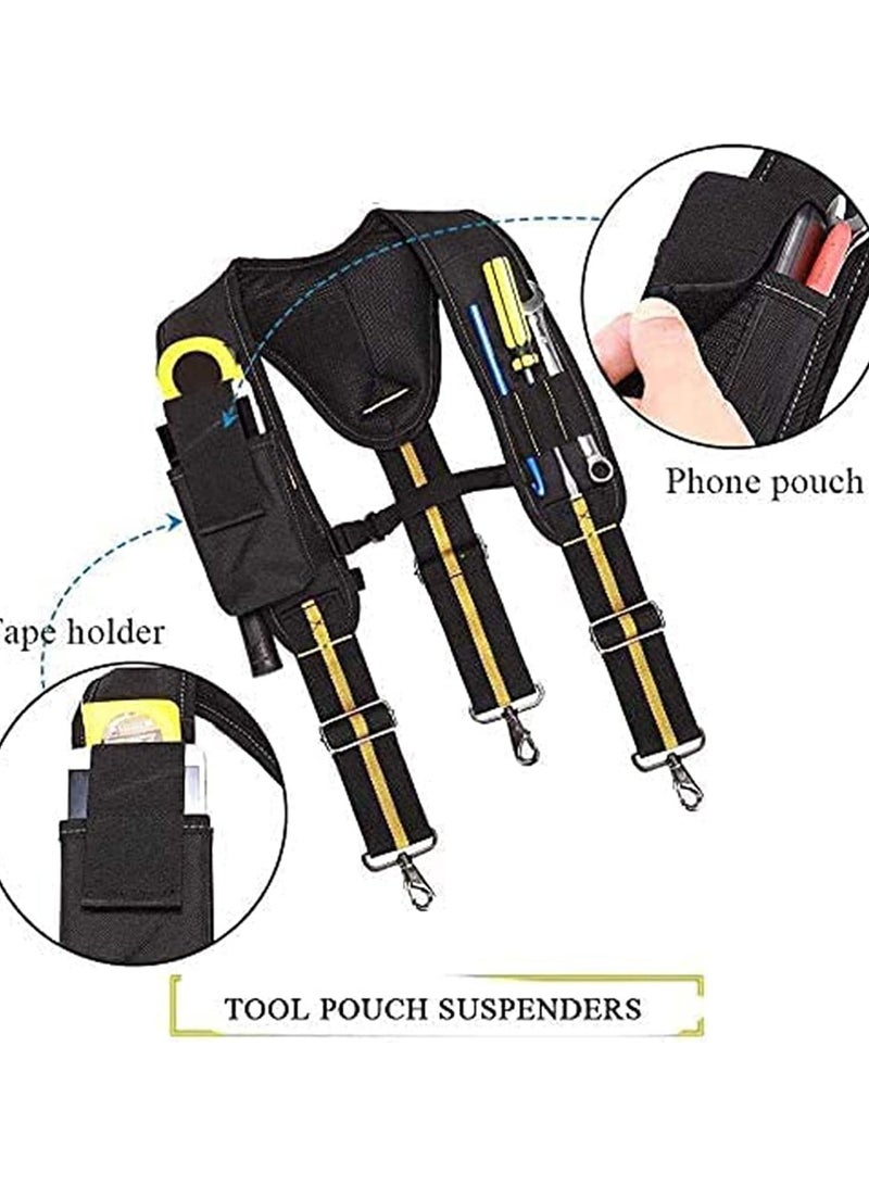 GGOOT Electrician Tool Suspenders - Y-Shape Tool Belt Suspender, Heavy Duty Tool Belts, Multi-Pockets Electrician Work Suspension Rig, Electrician Tool Belt Braces  - Image 4