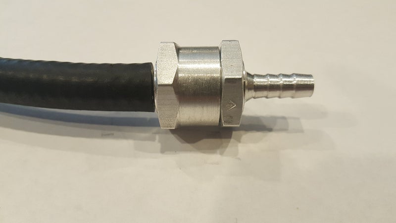 Muzzys صمام فحص الوقود Muzzys 8mm، 5/16"، خطي، باتجاه واحد، غير قابل للعودة، من الألمنيوم، مع مشابك، للماء، الغاز، الديزل، والزيوت، على UTV، كواد، سكوتر ثلجي، دراجة نارية، جت سكي، جزازة، منفاخ، سيارة، شاحنة، جرار - Image 2