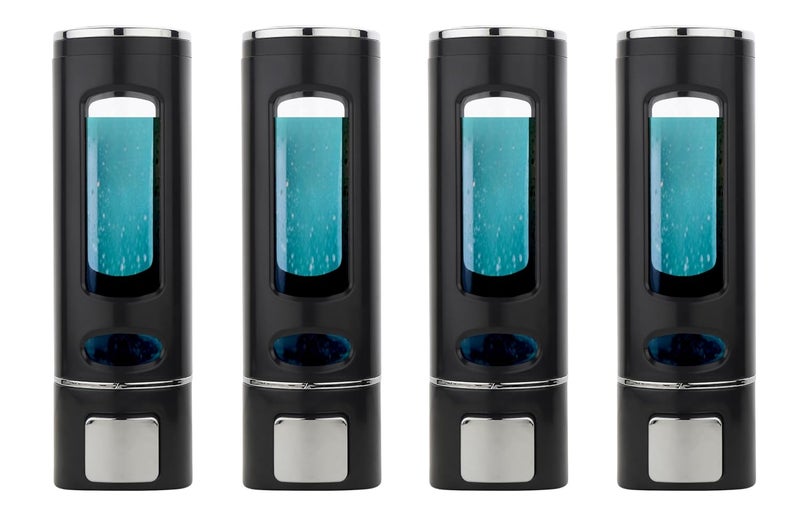 BATH GURU Liquid Sanitizer Shower Gel Dish Wash Soap Dispenser for Bathroom Kitchen Capsule Black 400Ml Pack of (4) - Image 1