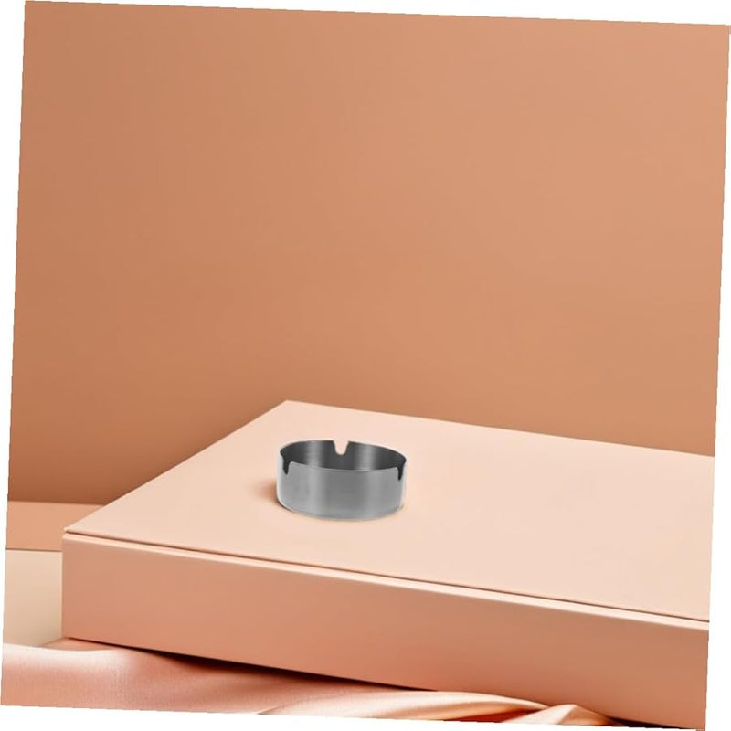 2Pcs Stainless Steel Round Ashtrays Portable Indoor Outdoor Use Easy to Clean - Image 5