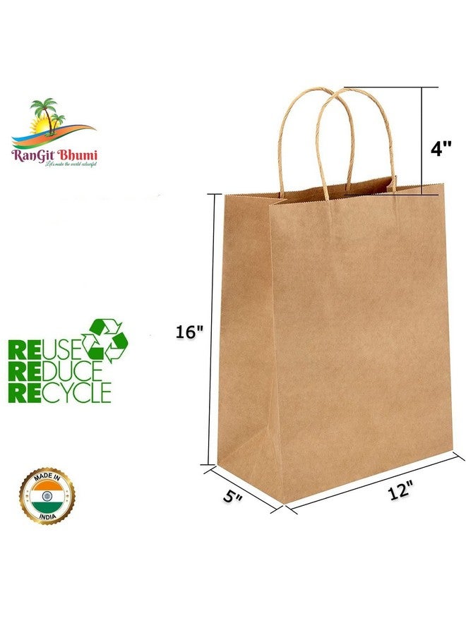 RanGit Bhumi® Brown Kraft Paper Bags with Handles Large 12"x16"x5" Pack of 50 pcs - Large Shopping Retail Paper Carry Bags, Return Gift Bags (12x5x16 in Brown, 50 pack) - Image 2