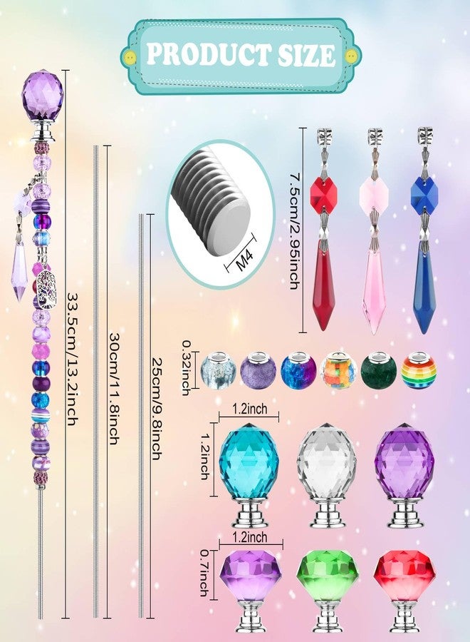 UFU 310 Pcs Beaded Garden Stakes Kit - DIY Fairy Wand Garden Stake Beads Kit with 252 Colorful Assortment Large Hole Beads, 12 or 10IN Threaded Rod, Crystal Stopper Top & Pendants for Outdoor Decor - Image 2