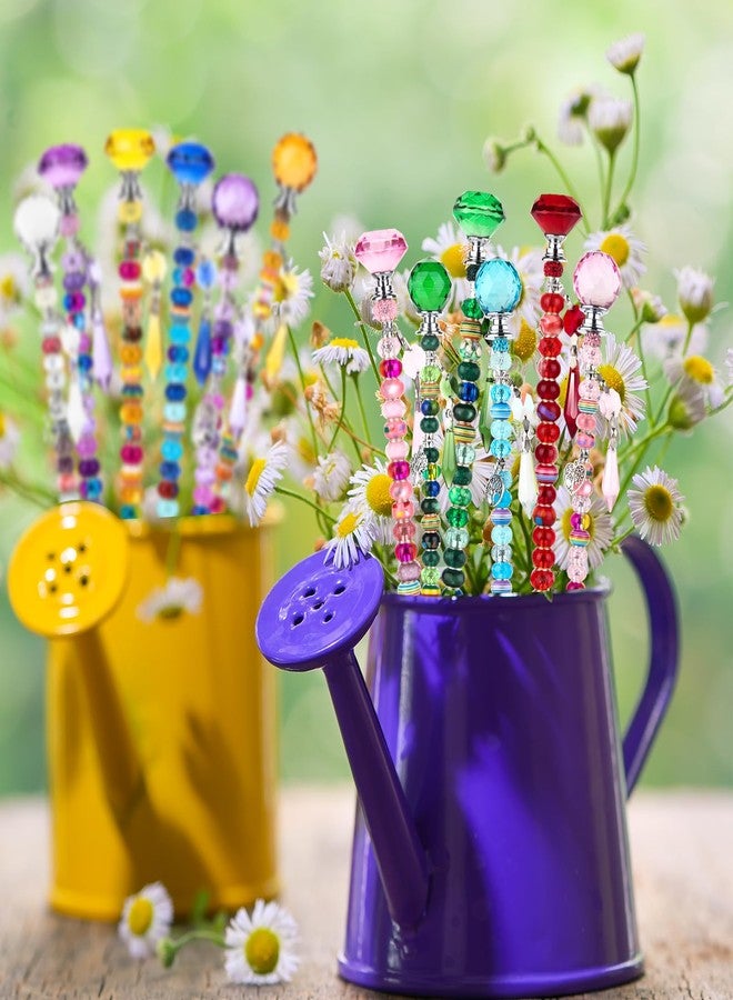 UFU 310 Pcs Beaded Garden Stakes Kit - DIY Fairy Wand Garden Stake Beads Kit with 252 Colorful Assortment Large Hole Beads, 12 or 10IN Threaded Rod, Crystal Stopper Top & Pendants for Outdoor Decor - Image 5