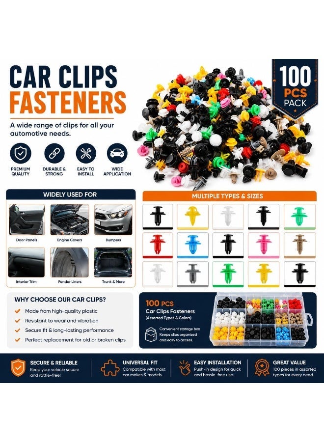 Alayjah, Mechanical Fasteners Car Clips Kit, 100 Pcs, Essential for Car Repairs & Maintenance, Easy Fixing Solution 10100030 - Image 3