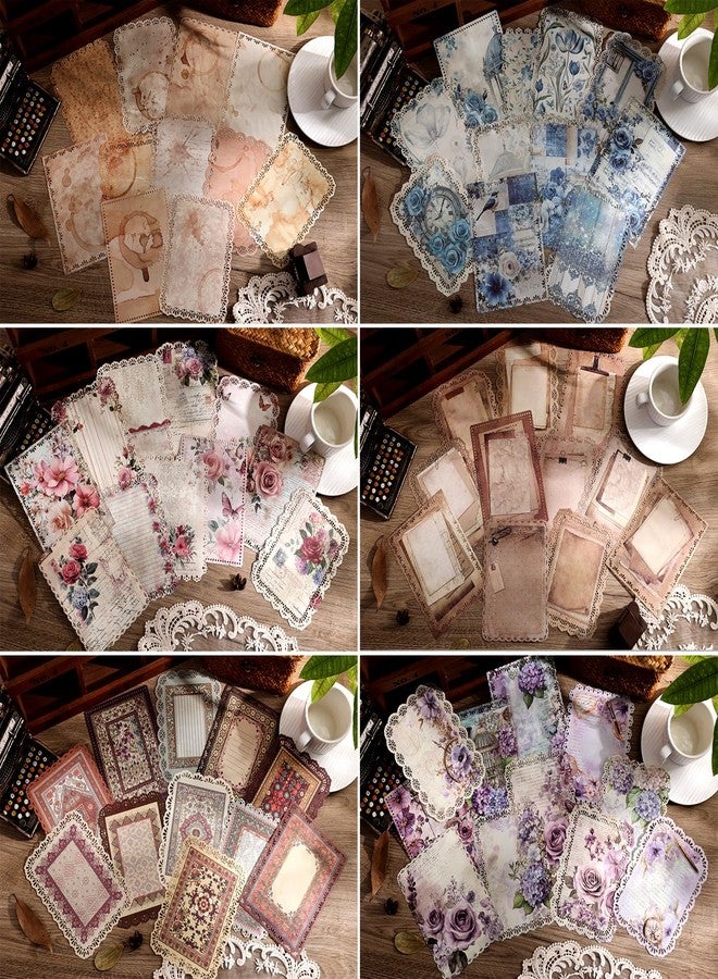emmoolife 66 Sheets Lace Edged Scrapbook Paper Set, 6 Packs Vintage Decorative Paper Scrapbooking Supplies for Letter Writing Background Stationery Ephemera for Junk Journaling, DIY Art Collage 4.9x6.9 IN - Image 2