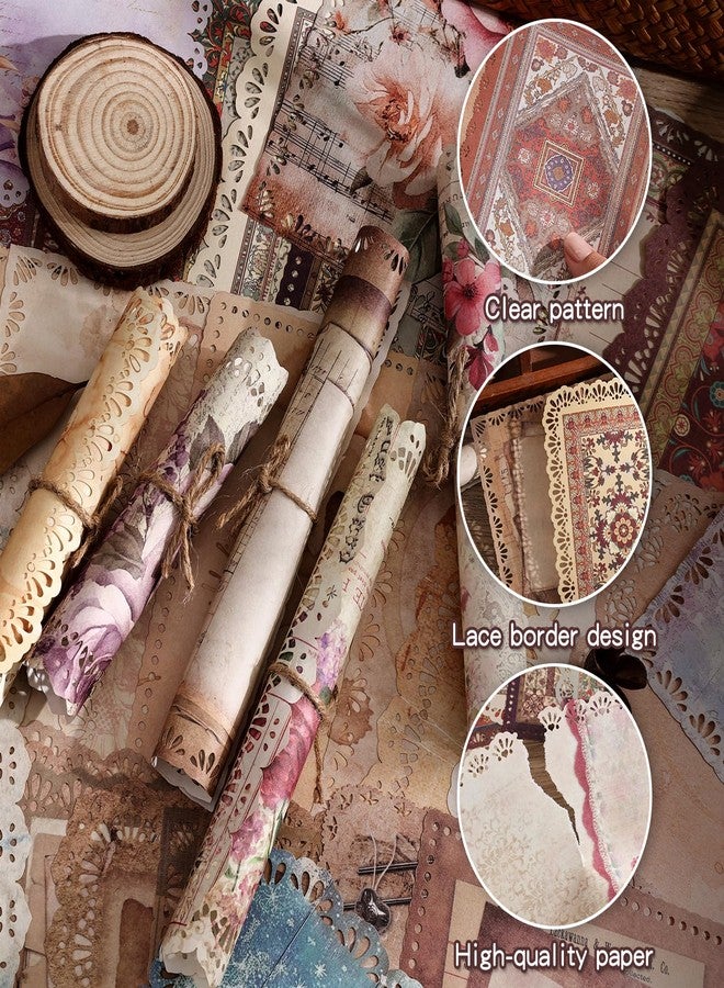 emmoolife 66 Sheets Lace Edged Scrapbook Paper Set, 6 Packs Vintage Decorative Paper Scrapbooking Supplies for Letter Writing Background Stationery Ephemera for Junk Journaling, DIY Art Collage 4.9x6.9 IN - Image 4